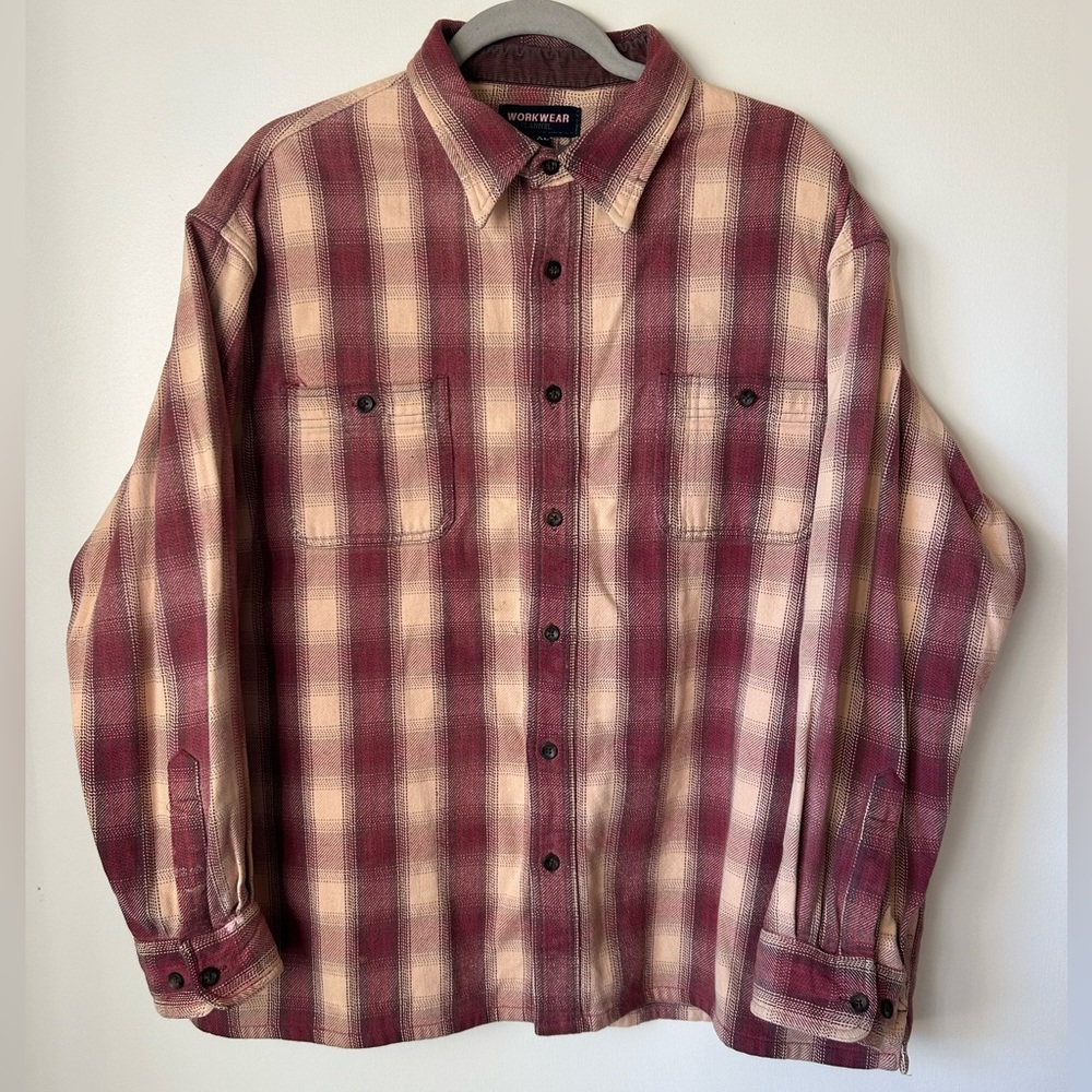 WorkWear - Men’s long sleeve cotton button down flannel.
